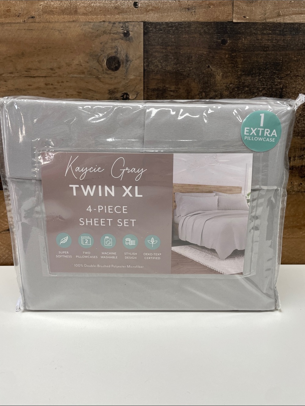 Twin XL 4-Piece Sheet Set in Light Gray